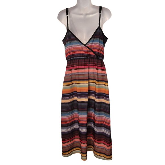 Athleta S Rainbow Stripe Maxi Dress Summer HAVANA SERAPE Cruise Vacation - Picture 5 of 10